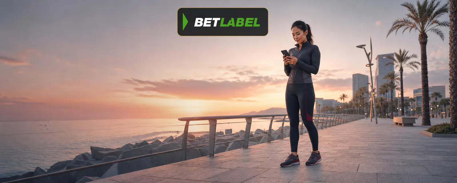 Corredora adulta consulta un teléfono móvil después de entrenar