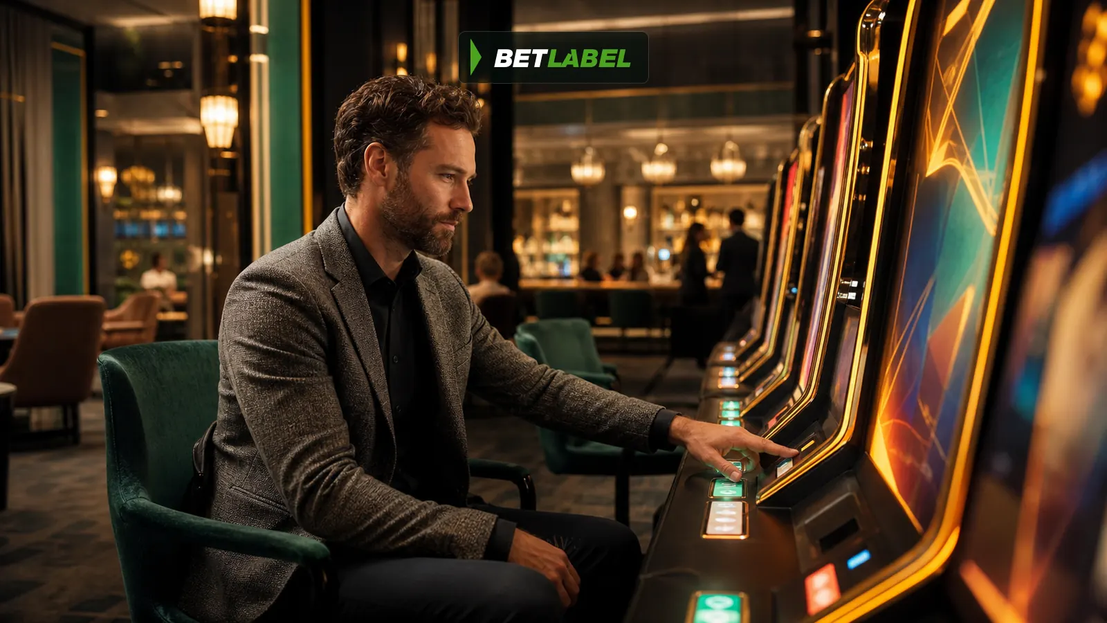 A player browses the BetLabel slot lobby on a smartphone