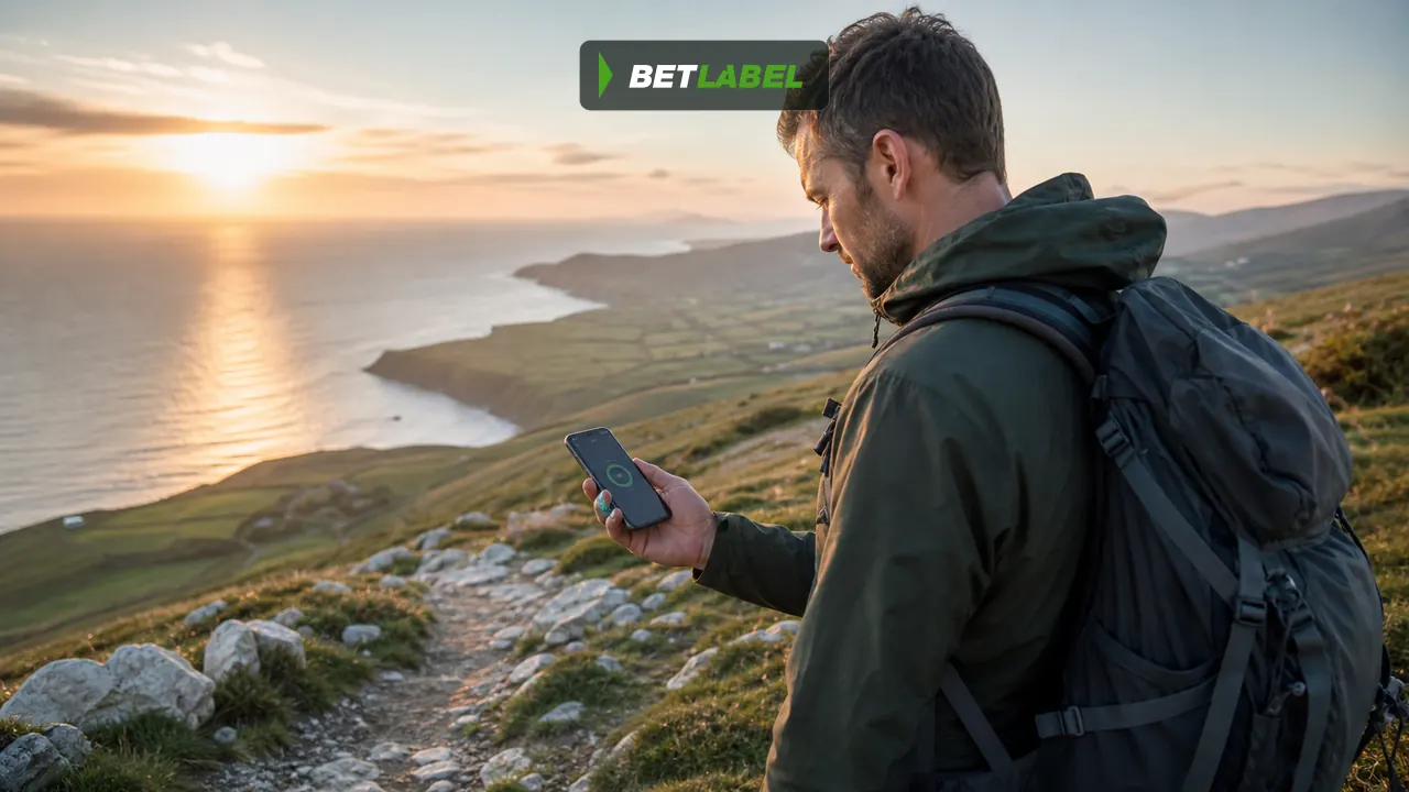 A hiker pauses outdoors as a reminder to set responsible gaming limits