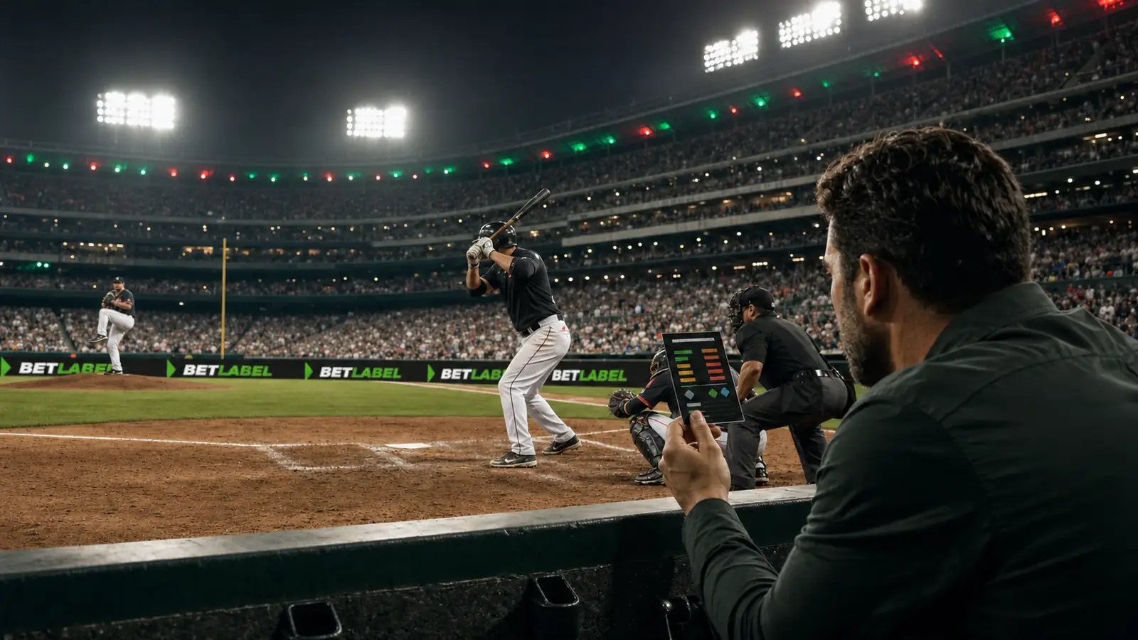 Jogadores adultos de basebol antes do lançamento num cenário desportivo BetLabel
